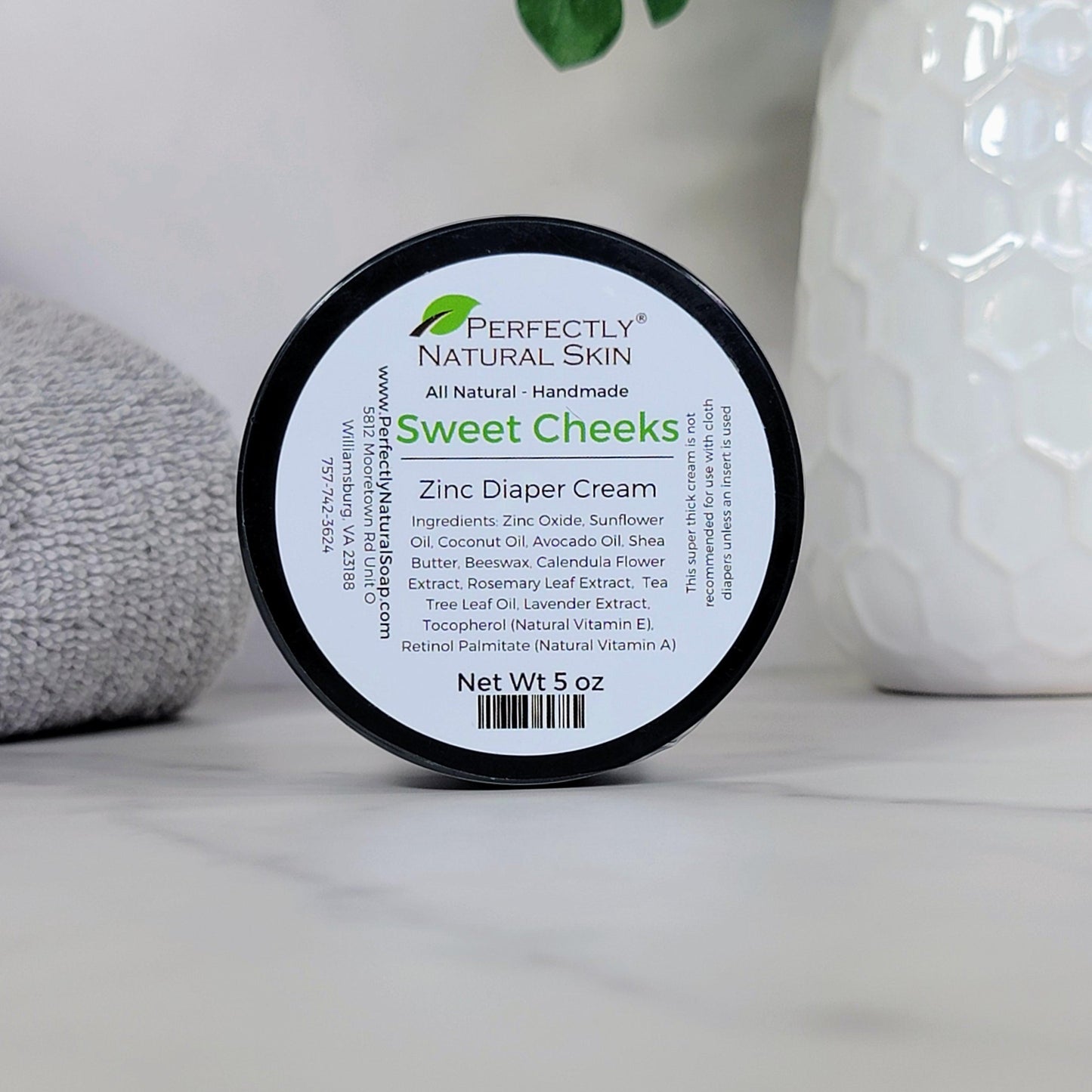 Sweet Cheeks Natural Diaper Cream with Zinc Oxide, 5 oz-Baby-Perfectly Natural Soap