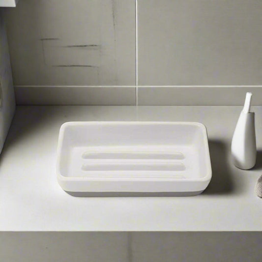 White Ceramic Soap Dish-Bath Accessories-Perfectly Natural Soap